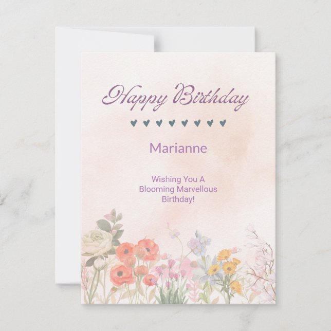 Modern Floral Watercolor Birthday Card (Front)