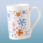 Modern Floral Watercolor Bone China Mug<br><div class="desc">Modern botanical watercolor painting of blue and orange wild flowers on a white background.  Original art by Nic Squirrell.</div>
