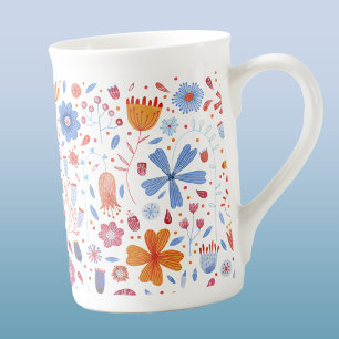Modern Floral Watercolor Bone China Mug