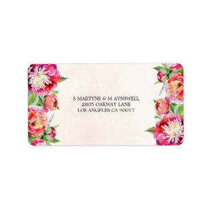 Modern Floral Watercolor Coral Peony Wedding RSVP Label