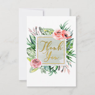 Modern Floral Watercolor Elegant Chic Thank You Card
