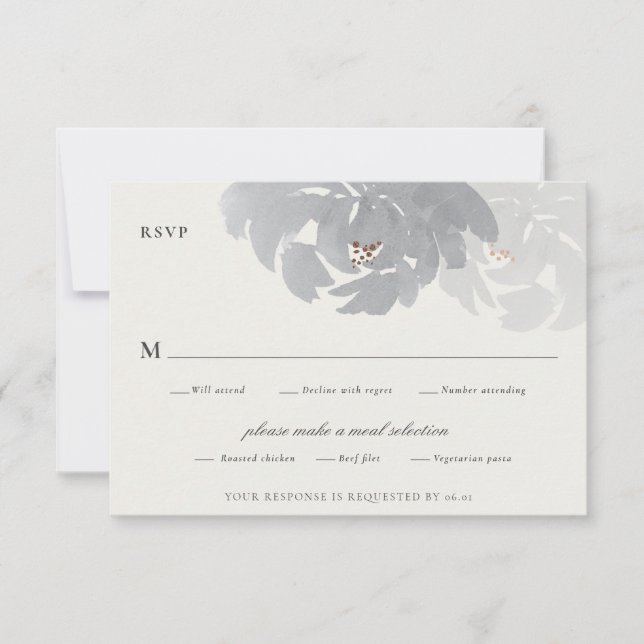 Modern Floral Watercolor Elegant Wedding RSVP Card (Front)