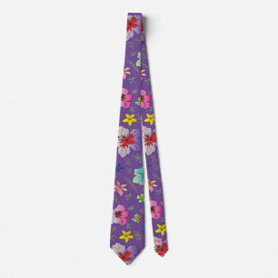 Modern Floral Watercolor Flower Pattern Colourful Tie