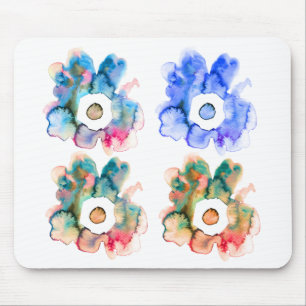Modern floral watercolor hand drawn flower mouse p pad