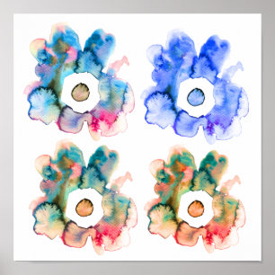 Modern floral watercolor hand drawn flower poster