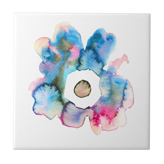 Modern floral watercolor hand drawn flower tile (Front)