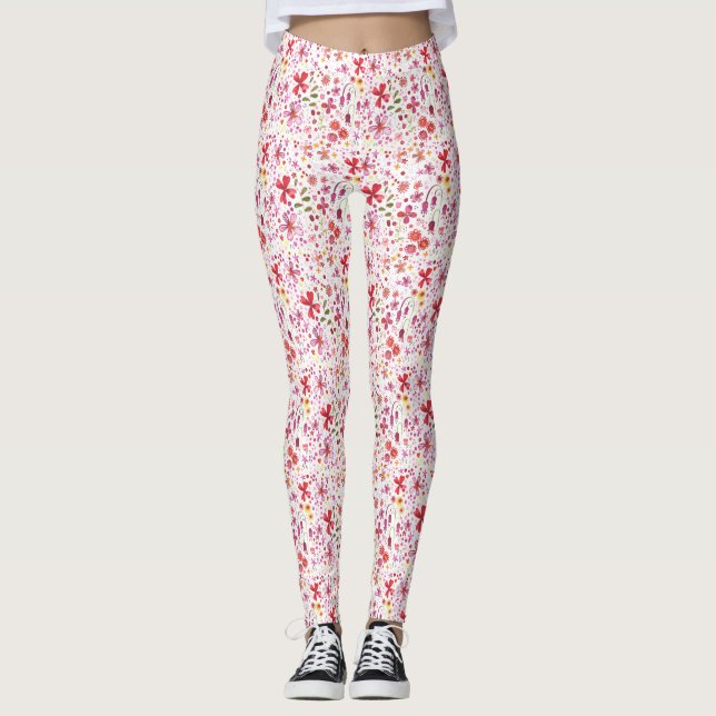 Modern Floral Watercolor Leggings (Front)