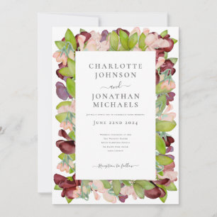 Modern Floral Watercolor Orange Wedding Invitation