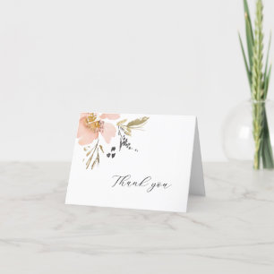Modern Floral Watercolor Script Thank You Card