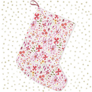 Modern Floral Watercolor Small Christmas Stocking