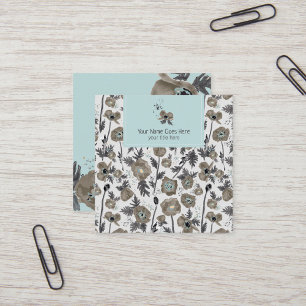Modern Floral Watercolor Square Business Card