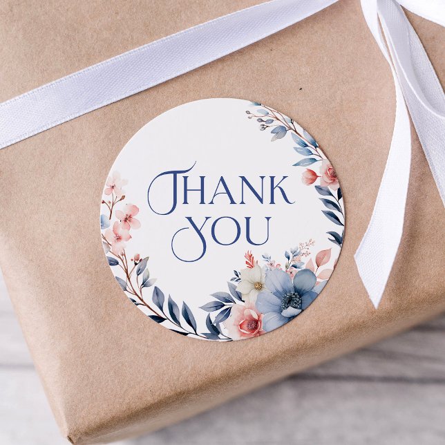 Modern Floral Watercolor Thank You Sticker (Creator Uploaded)