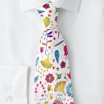 Modern Floral Watercolor Tie<br><div class="desc">A watercolor painting of flowers and leaves in rich pink,  purple and teal scattered on a white background.  Original art by Nic Squirrell.</div>