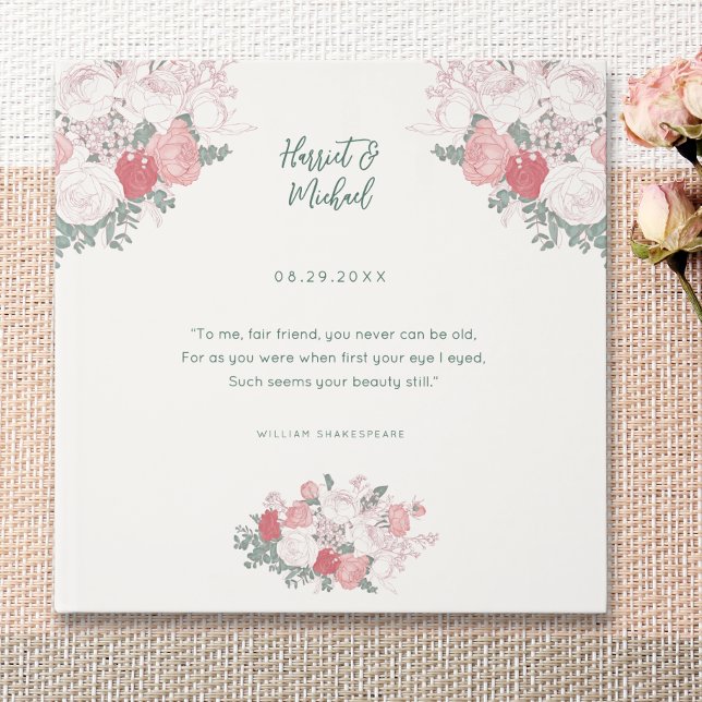 Modern Floral Watercolor Wedding Elegant Quote Guest Book (Creator Uploaded)