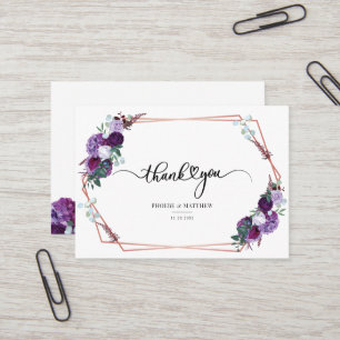 Modern Floral Watercolor Wedding Thank You Card