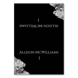 Modern Floral Wedding Black and White Table Number
