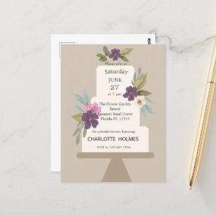 Modern Floral Wedding Cake Bridal Shower Postcard