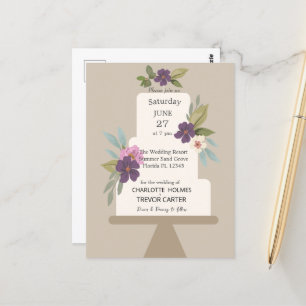 Modern Floral Wedding Cake Postcard