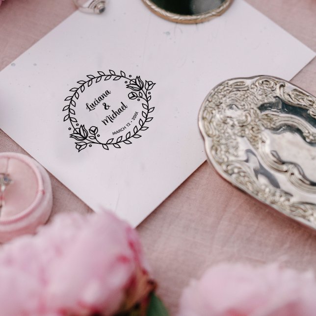 Modern Floral Wedding Date   Rubber Stamp (Creator Uploaded)