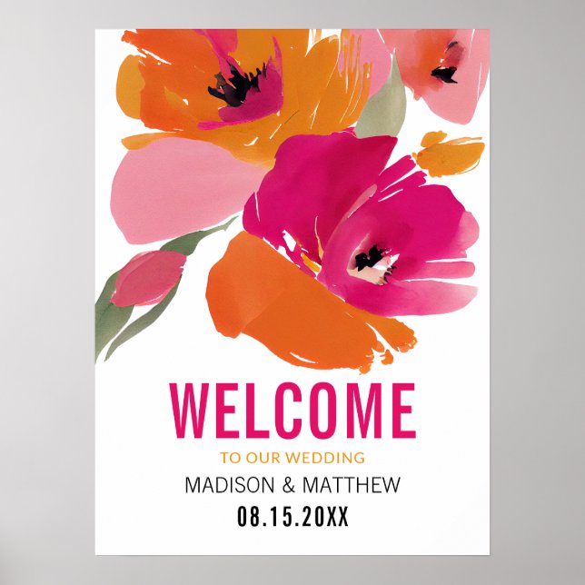 Modern Floral Wedding Digital Download Poster (Front)
