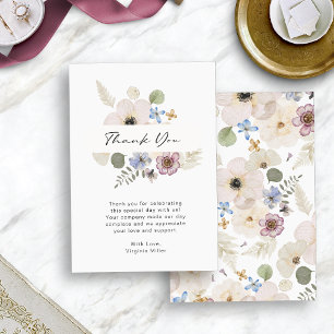 Modern Floral Wedding Flat Thank You Card