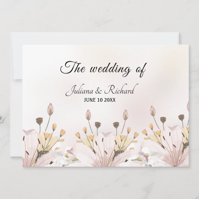 Modern Floral Wedding Guest Card (Front)