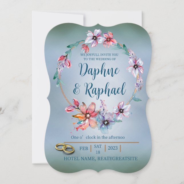 Modern Floral Wedding Invitation (Front)