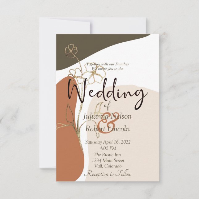 Modern floral wedding invitation (Front)