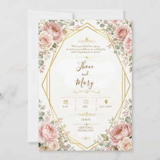 Modern Floral Wedding Invitation