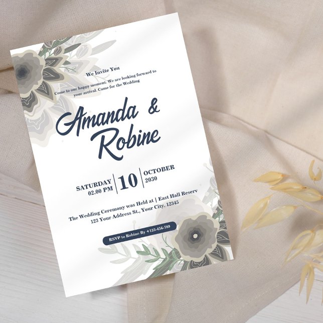 Modern Floral Wedding Invitation (Creator Uploaded)
