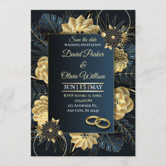 Modern Floral Wedding Invitation Custom card