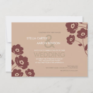 Modern Floral Wedding Invitation - marsala