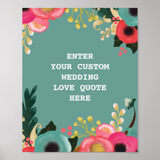 Modern Floral Wedding Love Quote Print (Front)