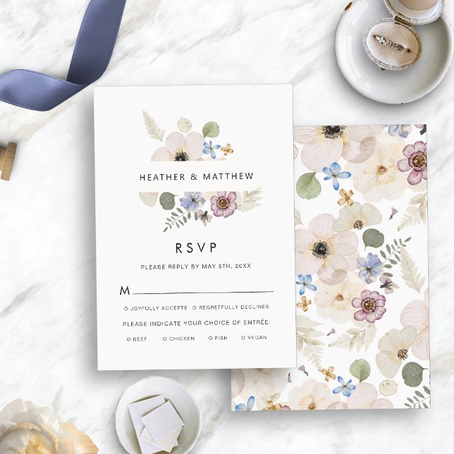 Modern Floral Wedding Meals RSVP Card (Modern Floral Wedding Meals RSVP Card by Painted Paperie
)