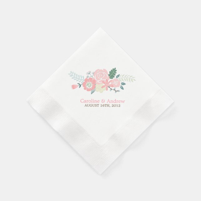 Modern Floral Wedding Napkin (Corner)