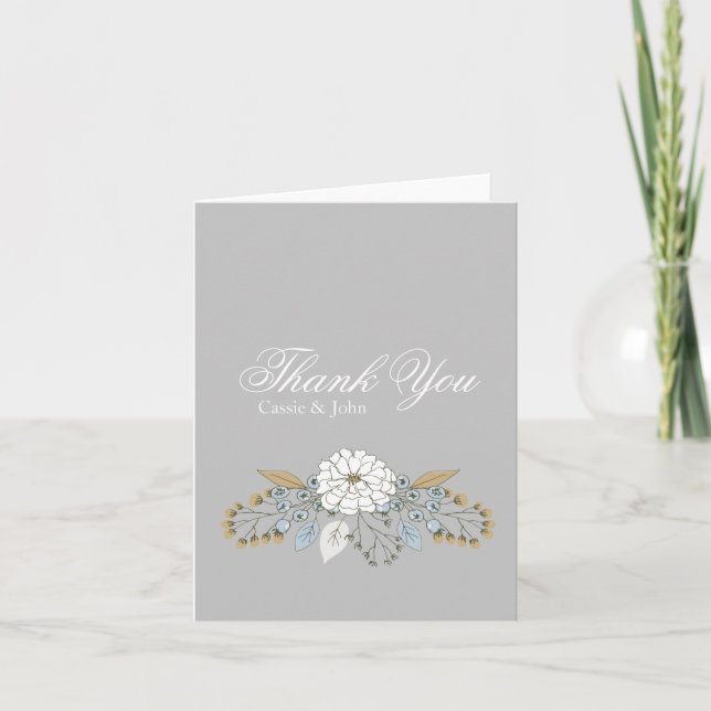 Modern Floral Wedding Personalised Thank You Note Card (Front)