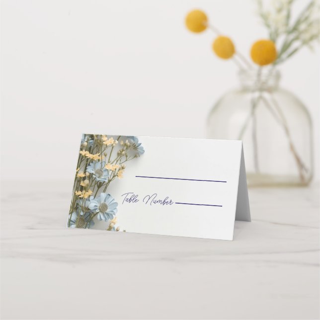 Modern Floral Wedding Place Cards (Front)