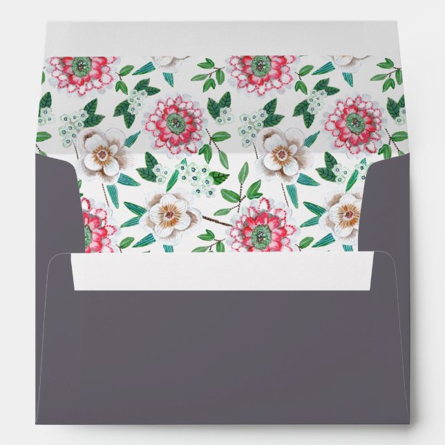 Modern Floral Wedding | Pre-addressed Envelope (Back (Bottom))