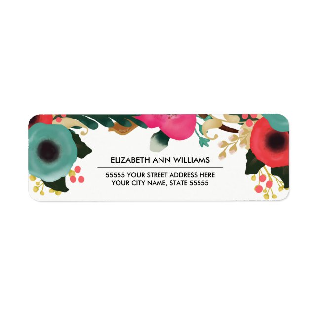 Modern Floral Wedding Return Address Labels (Front)