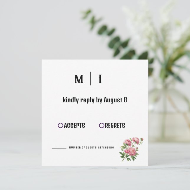 Modern Floral Wedding RSVP Card (Standing Front)