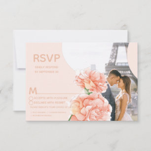 Modern Floral Wedding RSVP Meal Choice Photo Card