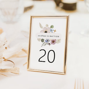 Modern Floral Wedding Table Number