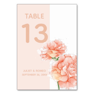 Modern Floral Wedding Table Number
