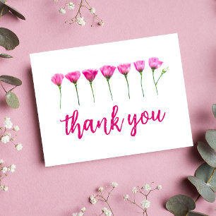 Modern floral wedding thank you card
