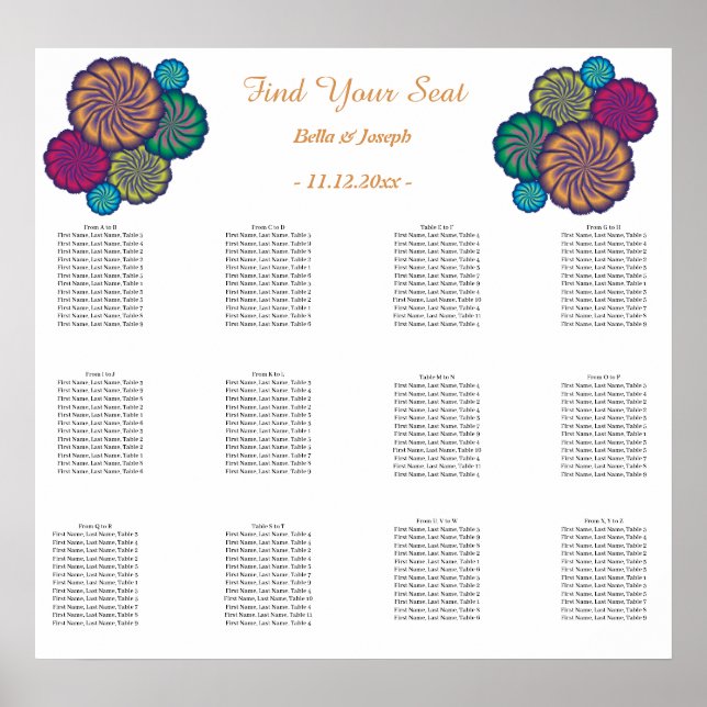 Modern Floral White Mandalas. Wedding Poster (Front)