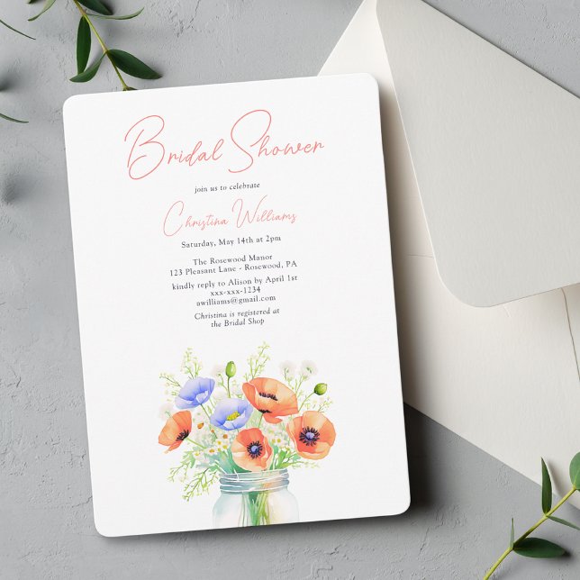 Modern Floral Wildflowers Script Bridal Shower Invitation (Creator Uploaded)