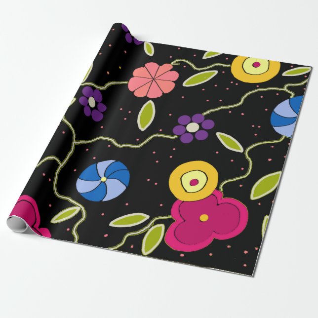Modern Floral Wrapping Paper (Unrolled)