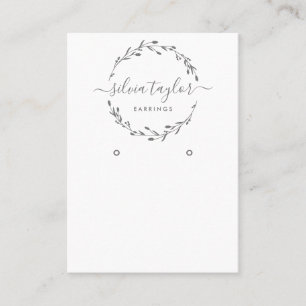 Modern Floral Wreath Earring display Business Card