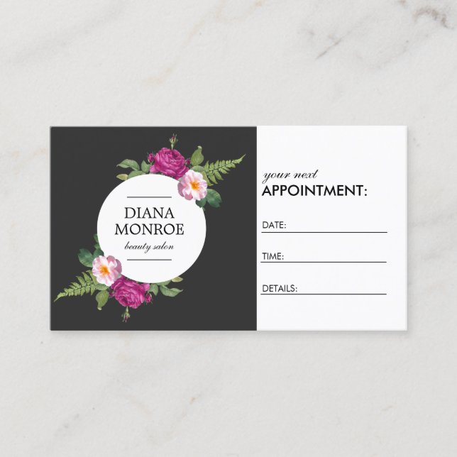 Modern Floral Wreath Salon Appointment Card (Front)