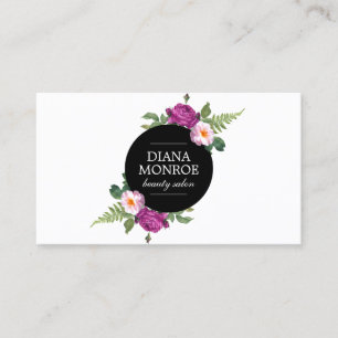 Modern Floral Wreath Salon Business Card